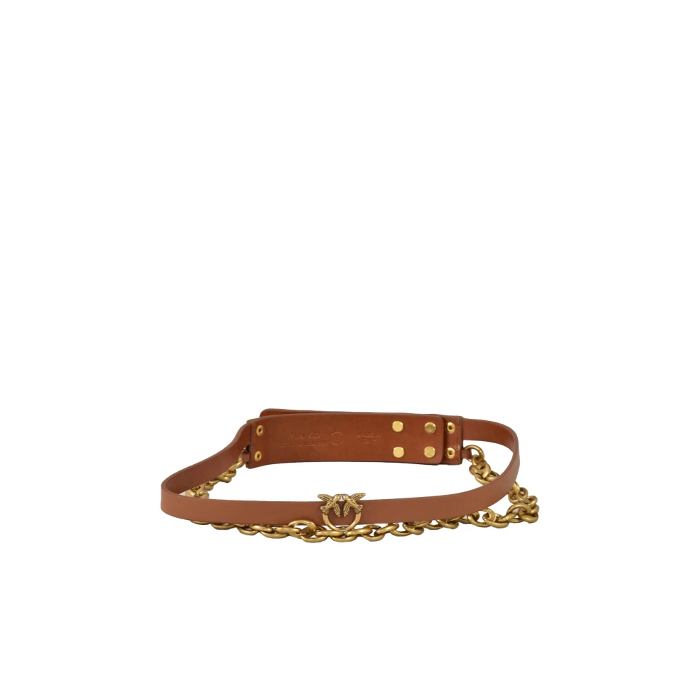 Pinko Leren Riem Brown Dames