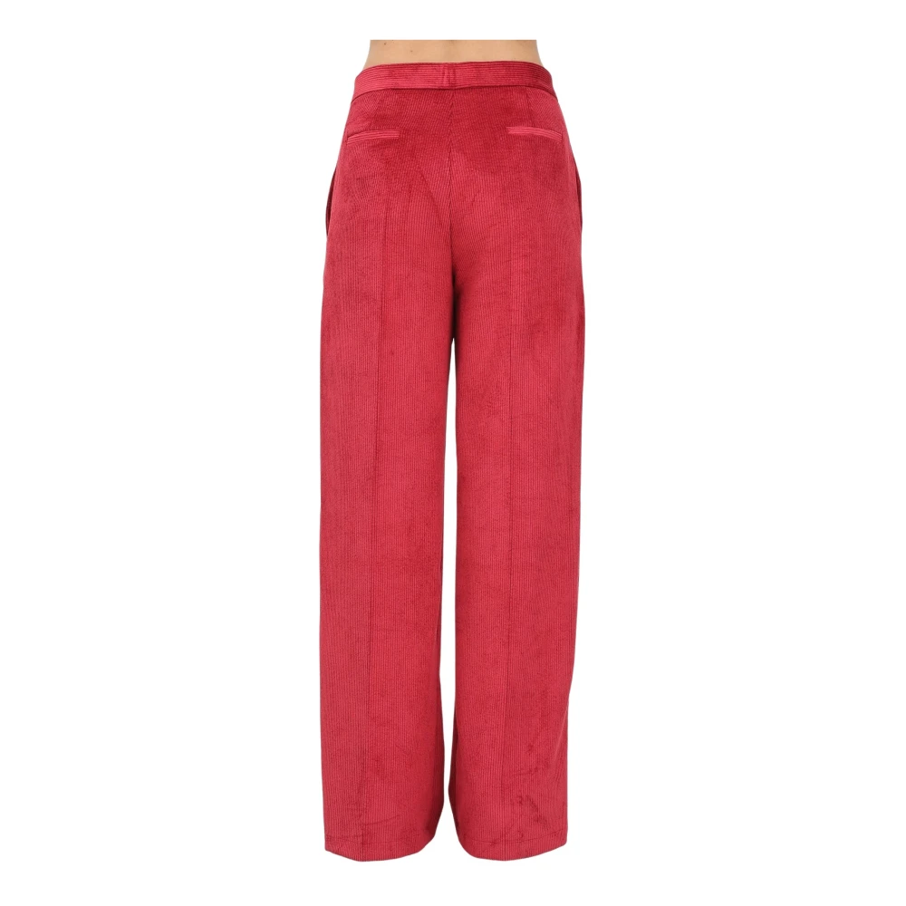 ViCOLO Bordeaux Fluweel Wijde Pijp Broek Red Dames