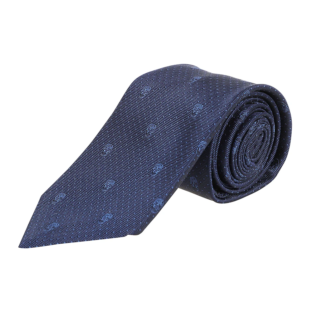 alexander mcqueen Stropdas met schedel en polka dots in marine indigo Blue Heren