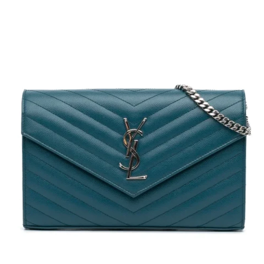Yves Saint Laurent Vintage Pre-owned Leather shoulder-bags Blue Dames