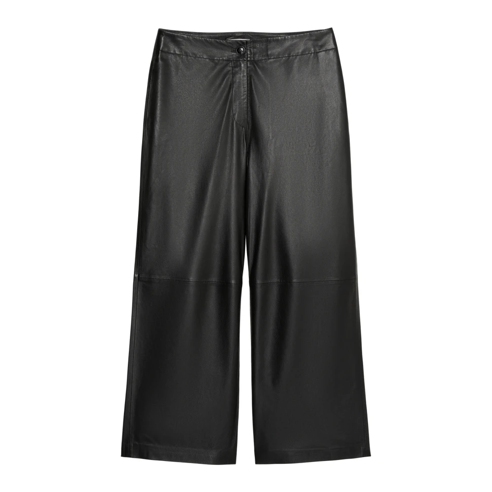 Marc O'Polo Leren culotte wijd Black Dames