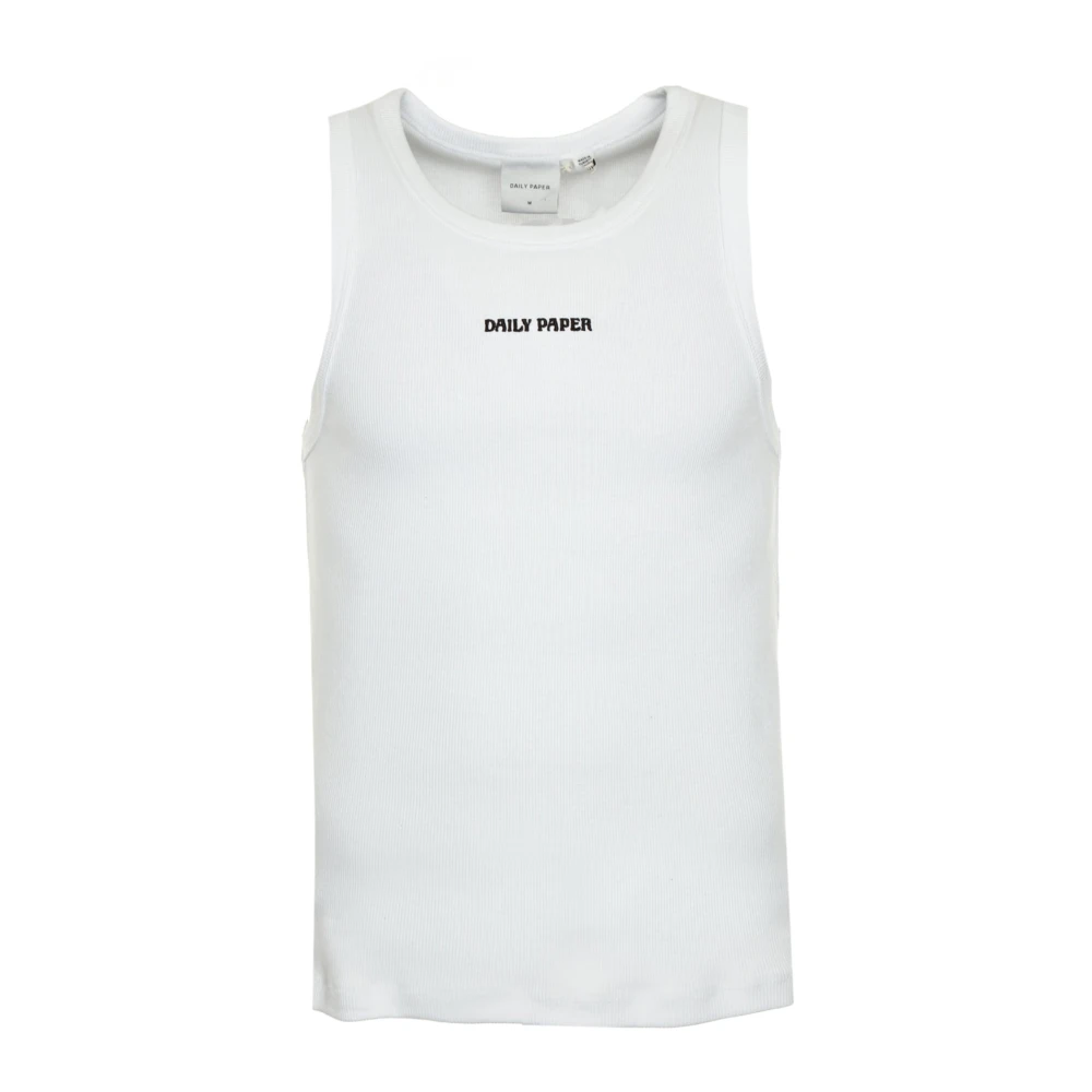 Daily Paper Geribbelde tanktop met geborduurd logo White Heren