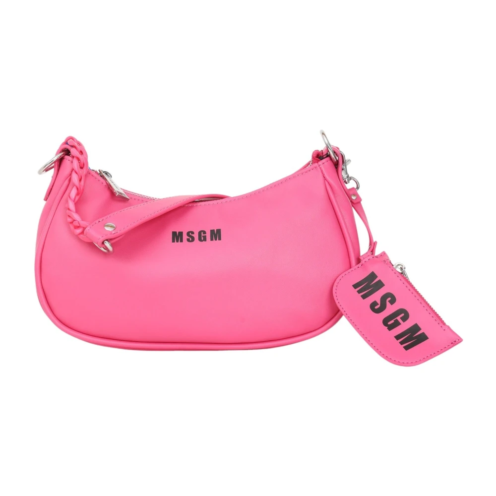 Msgm Fuchsia Logo Print Chain Handle Tas Pink Dames