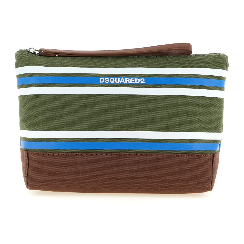 Dsquared2 Multicolor D2 College Striped Cotton Canvas Beauty Case - Female - Toilet Bags - One Size - Bags