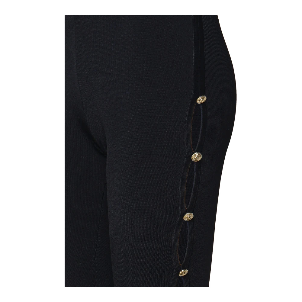 Versace Jeans Couture Zwarte Flared Broek Hoge Taille Rits Black Dames