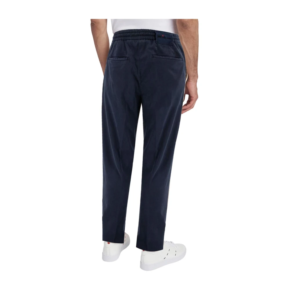 Kiton Blauwe Jogger Broek in Lyocell Blue Heren