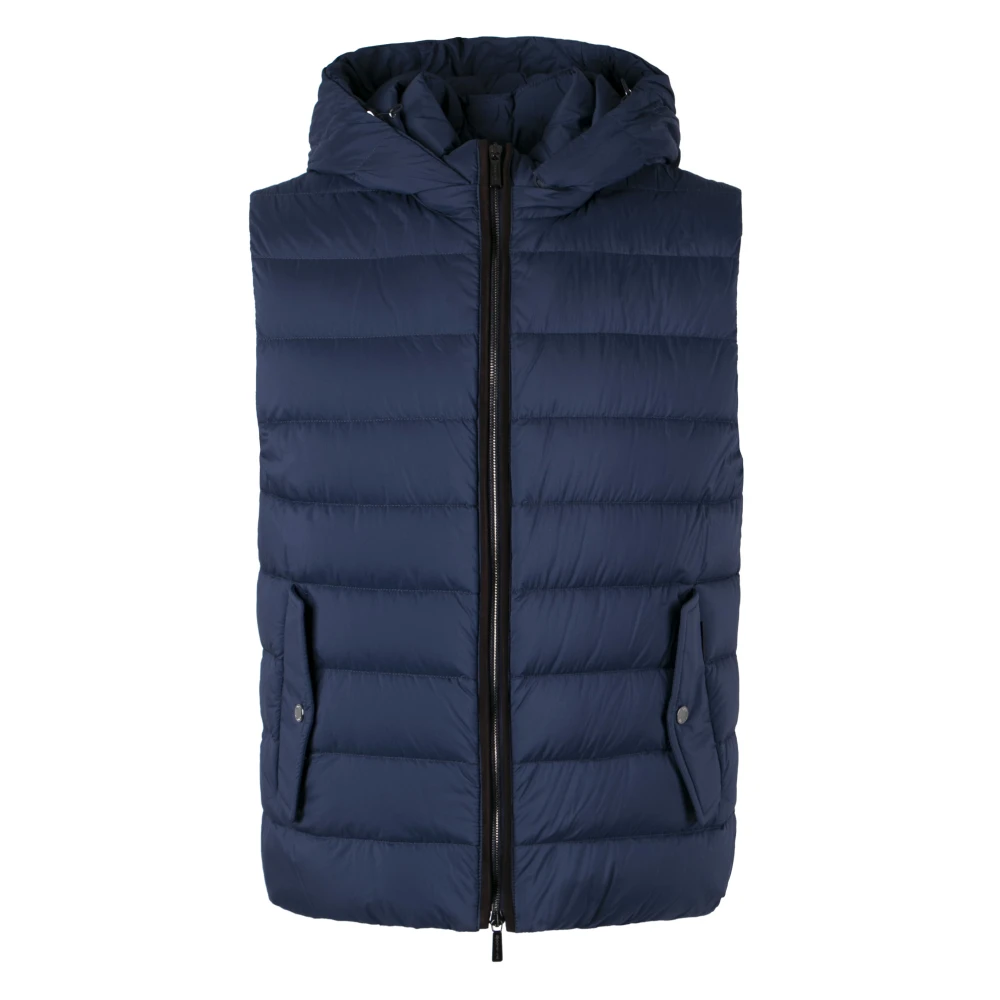 Moorer Bodywarmer met suède inzetstukken Blue Heren