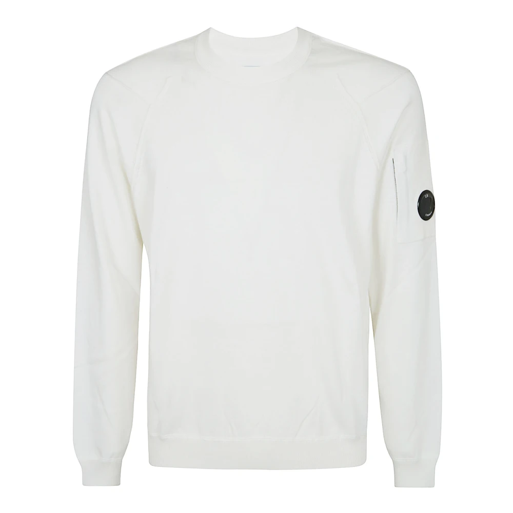 C.p. Company Men's White Sea Island Crewneck Lens Knit - Sweatshirts - Xs - Sweatshirts & Hoodies