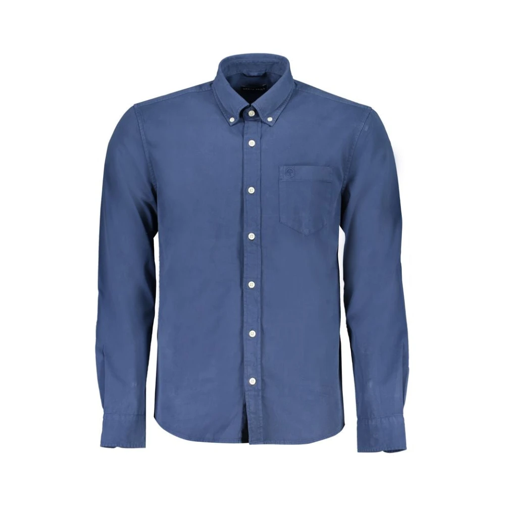 North Sails Blauw Overhemd met Lange Mouwen en Button-Down Kraag Blue Heren