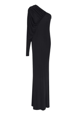 black-asymmetric-long-sleeve-dress