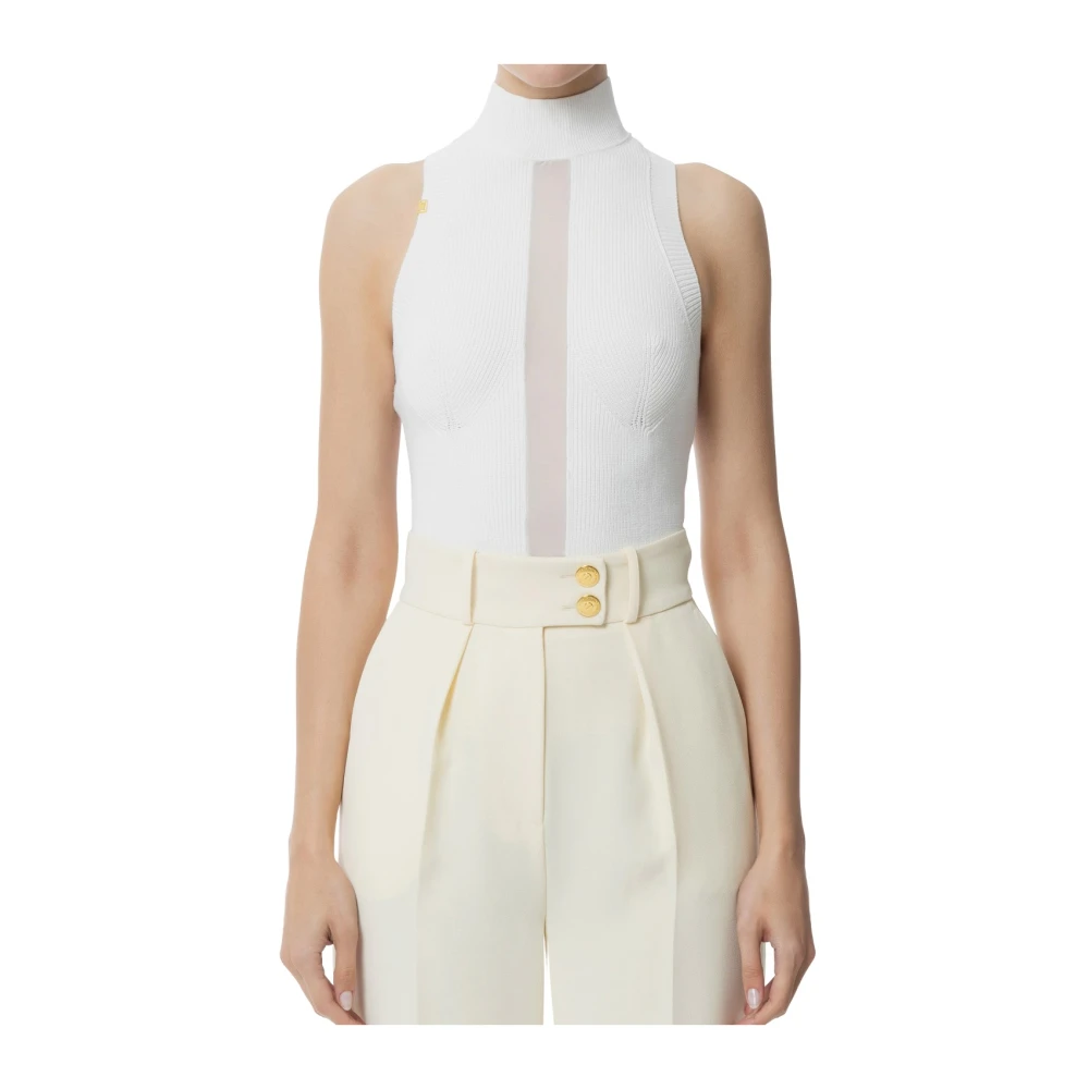 Elisabetta Franchi Ivoor Top met Unieke Stijl Beige Dames