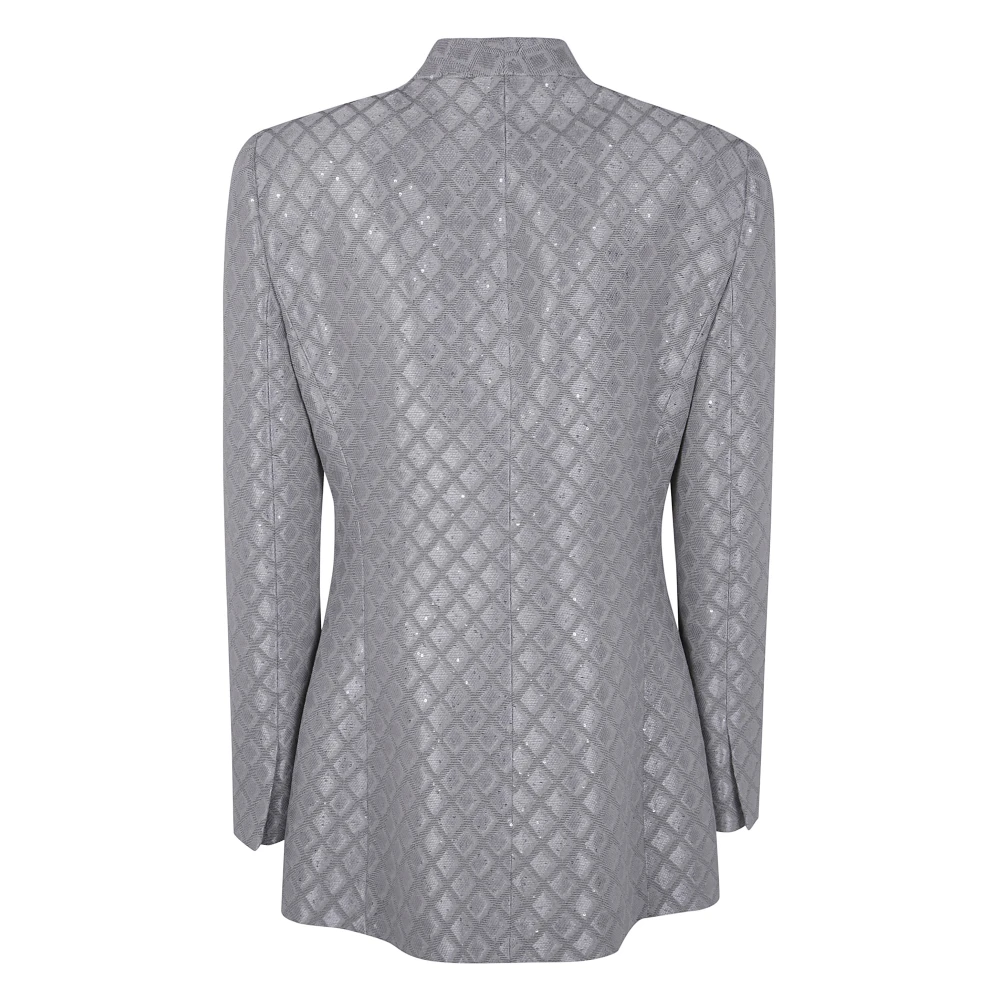 Giorgio Armani Geometrische Jacquard Paillettenjas Gray Dames