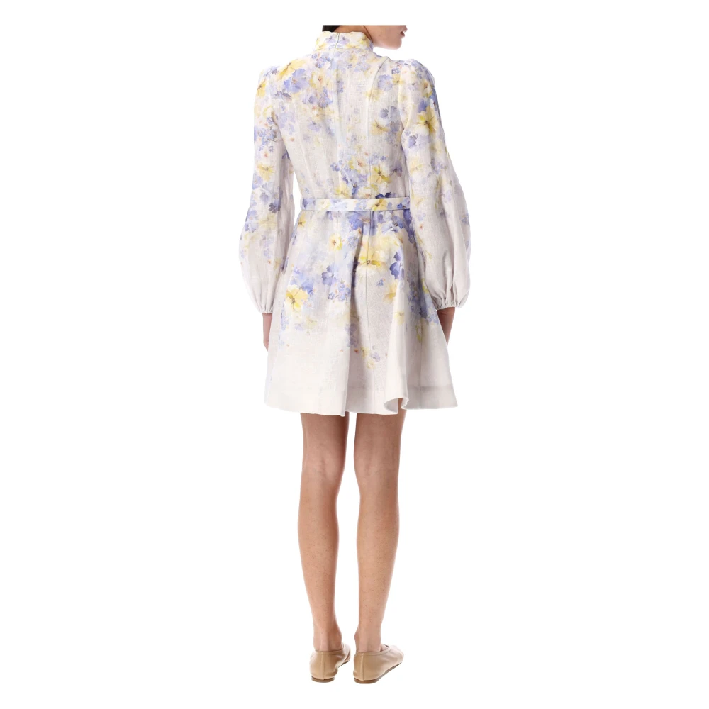 Zimmermann Lila Bloemen Crush Knoop Mini Jurk Multicolor Dames