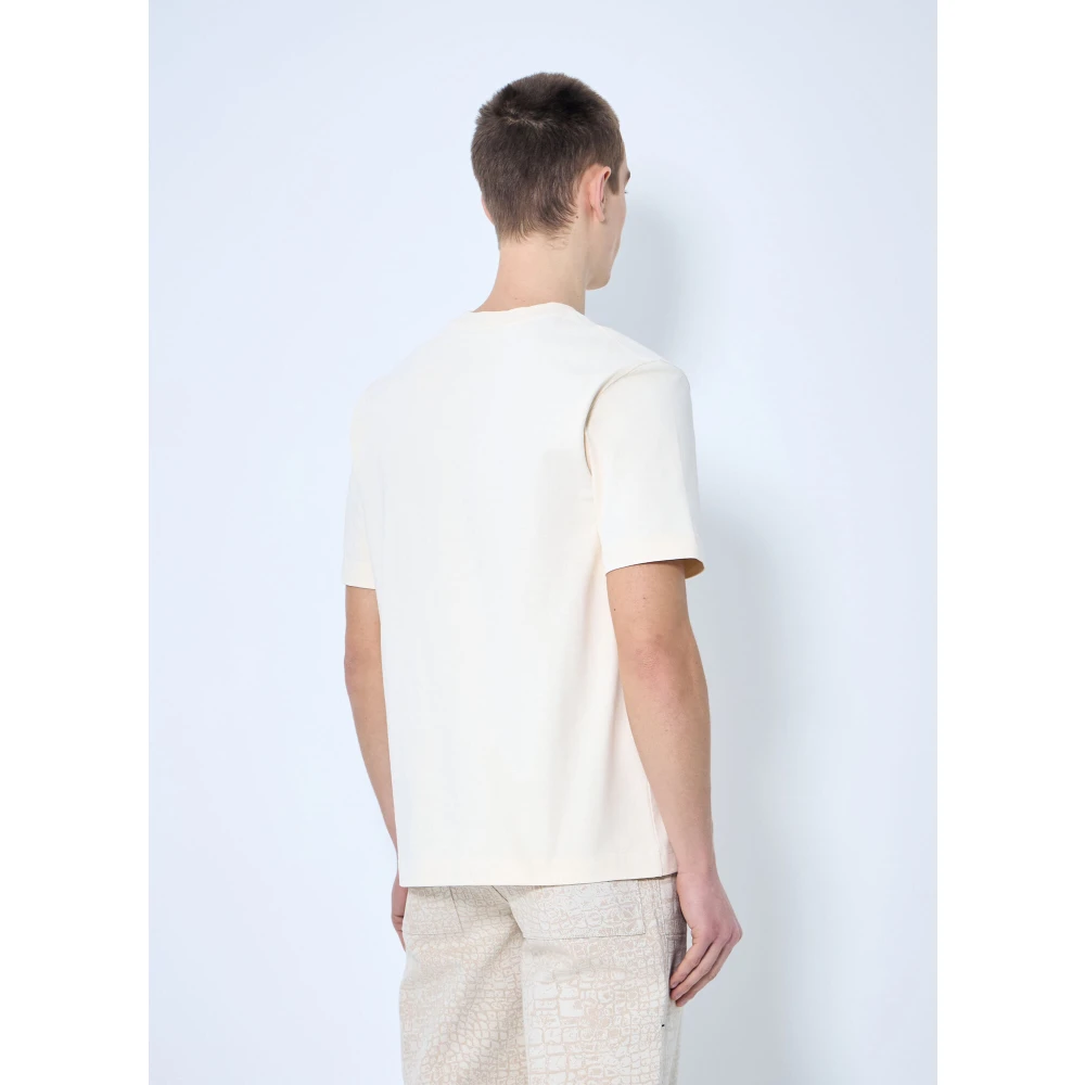 Jacquemus Katoen Logo Patch Crewneck T-Shirt Beige Heren