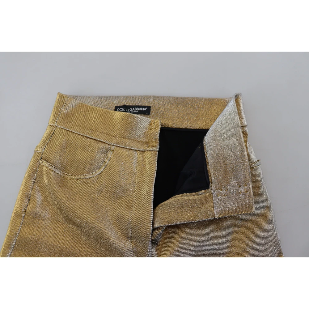 Dolce & Gabbana Gouden Hoge Taille Skinny Denim Broek Yellow Dames
