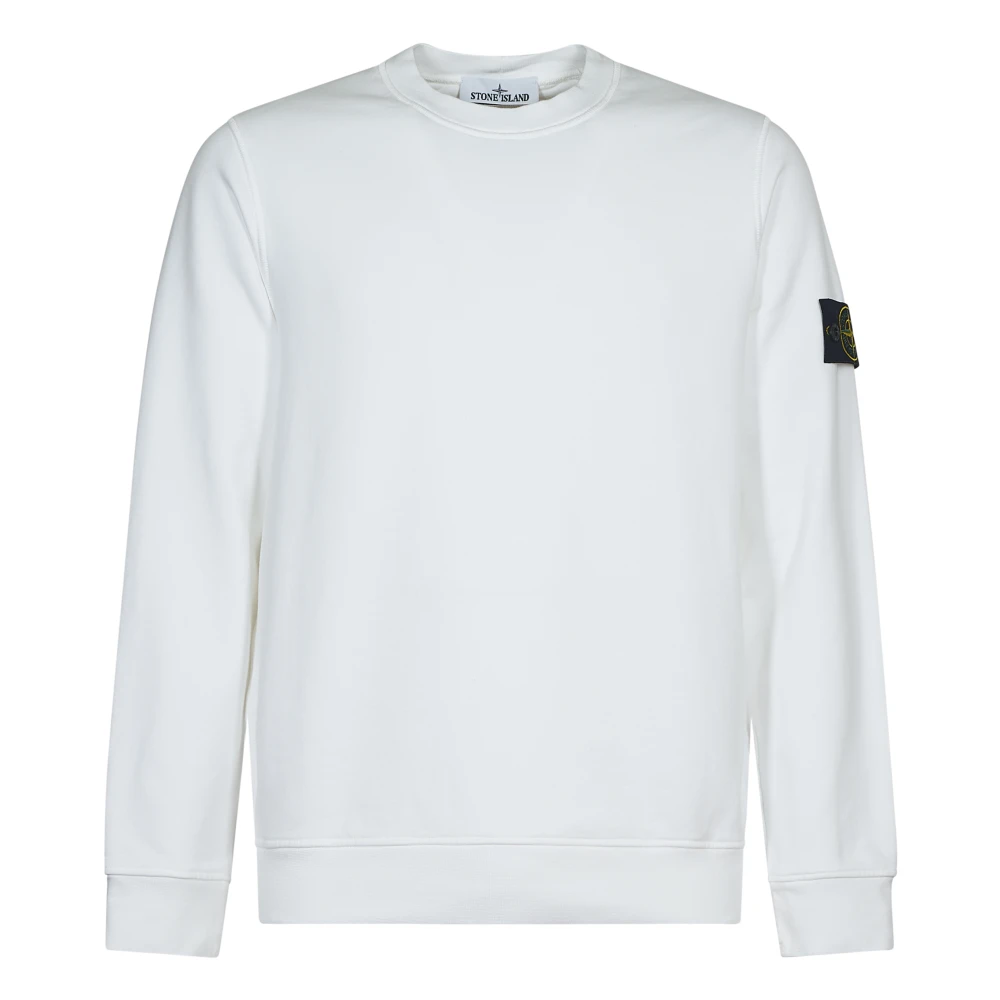 Stone Island White Sweatshirts, Male, 2XL, Crewneck Sweatshirt
