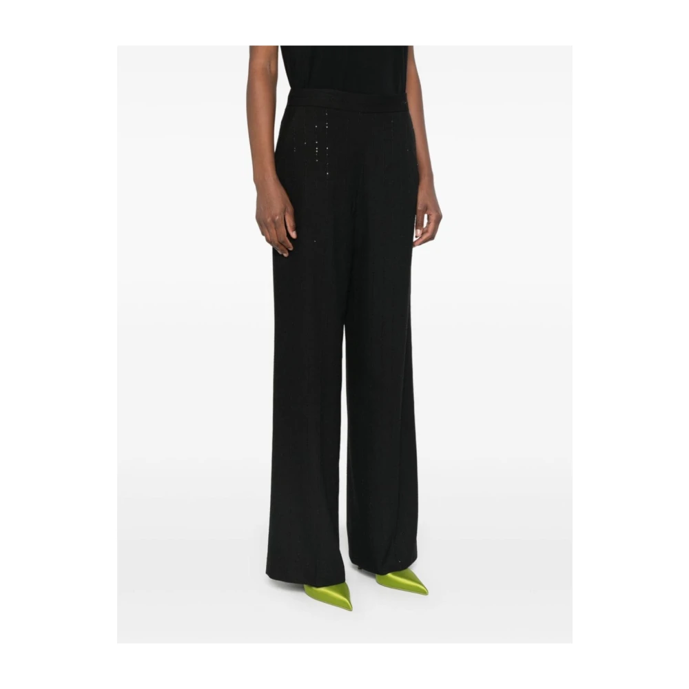 Twinset Pailletten Gestreepte Palazzo Broek Black Dames