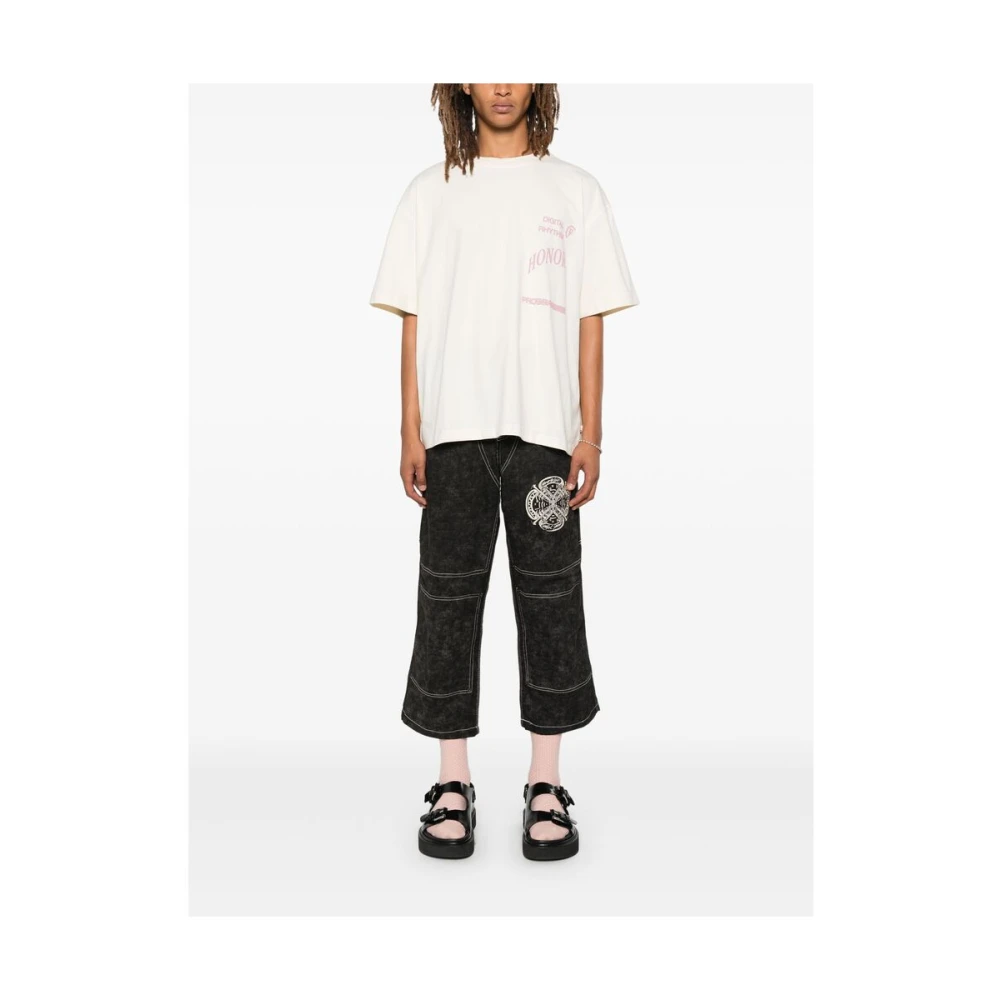 Honor The Gift Zwarte Acid Wash Flared Geknipte Broek Black Heren