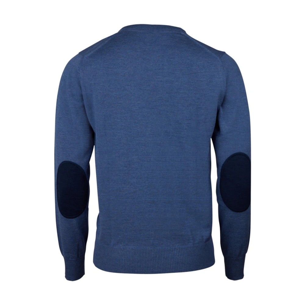 Stenströms Blauwe Merino Wol Crew Neck Sweater Blue Heren