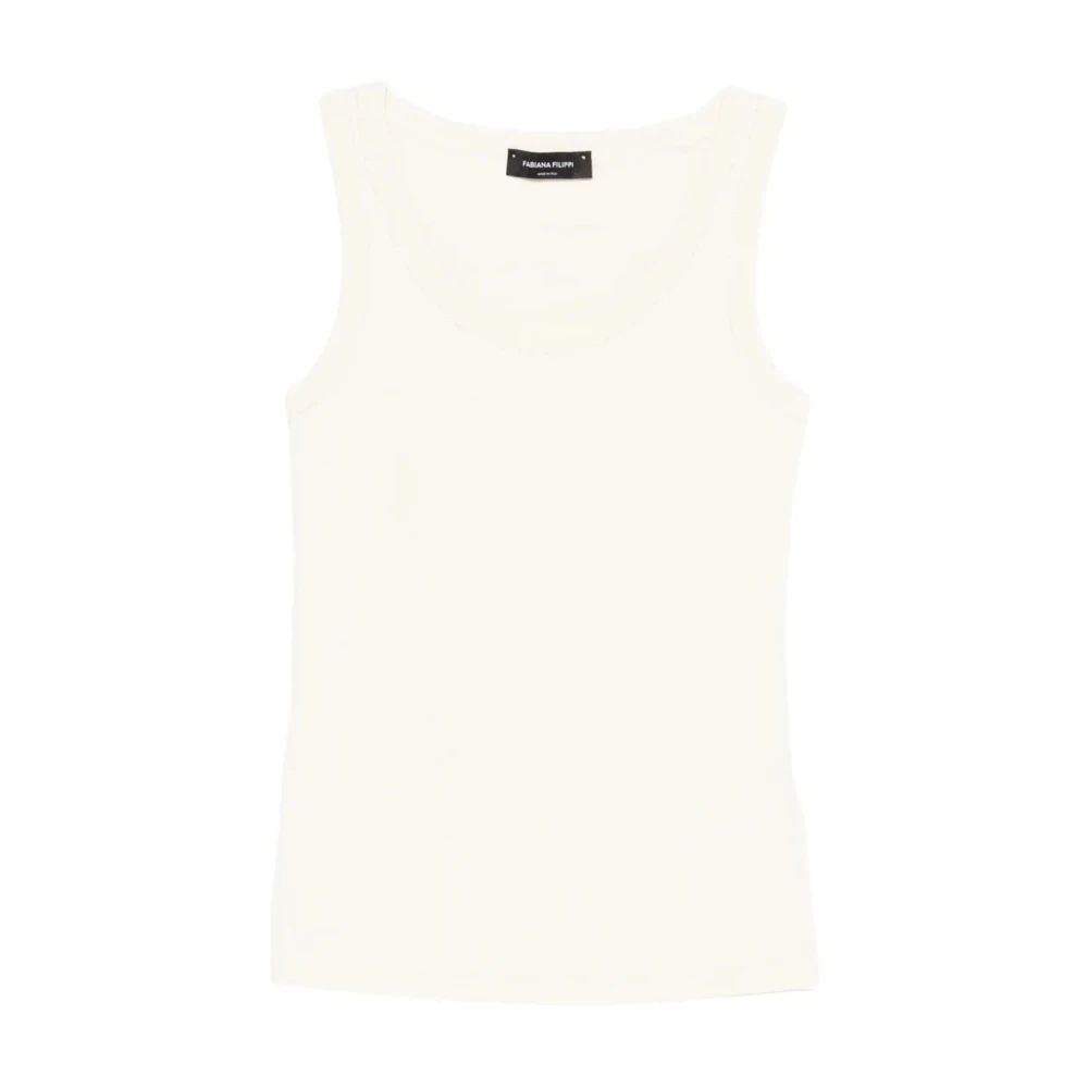 Fabiana Filippi White Sleeveless Tops, Female, L, Jersey Tank Top