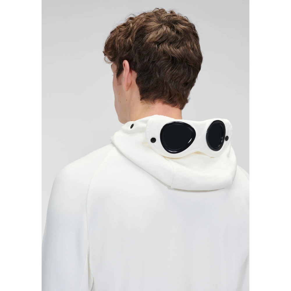C.P. Company Zip-Up Hoodie met Goggle Detail White Heren