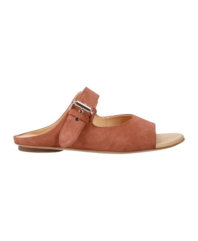 bebe-sabot-with-suede-buckle-and-island-flat-heel