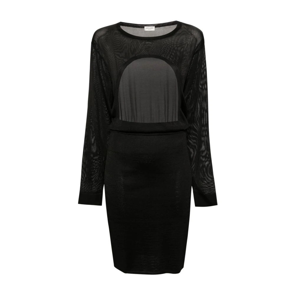 Saint Laurent Open-Back Gebreide Jurk Black Dames