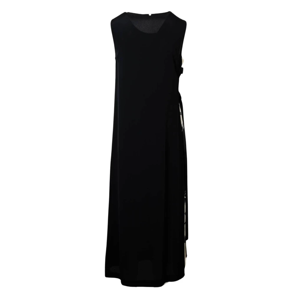 High Zwarte mouwloze jurk met ronde halslijn Black Dames