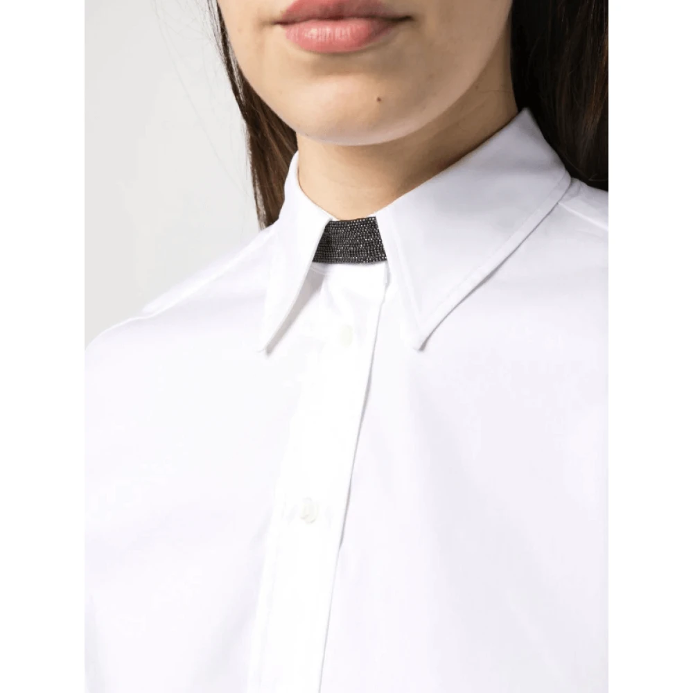 BRUNELLO CUCINELLI Monili kraalversierde poplin shirt White Dames