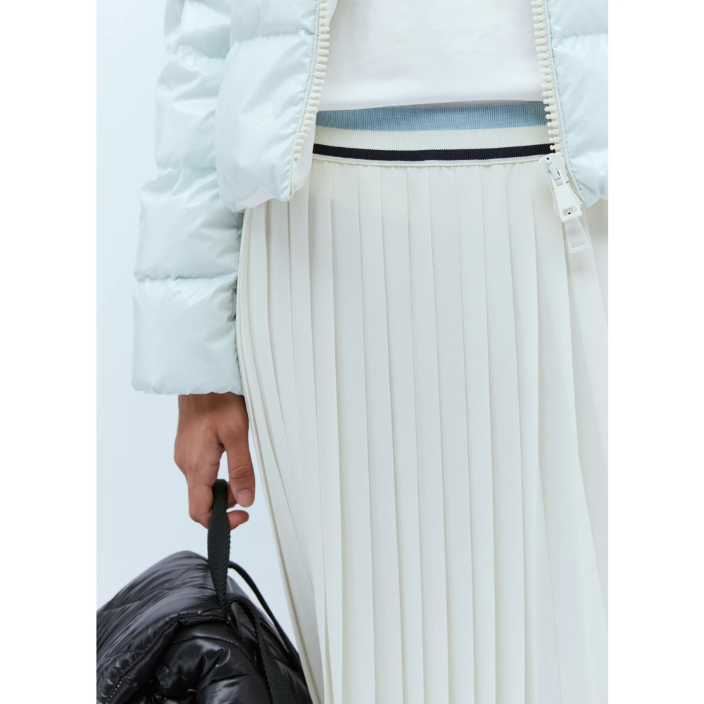 Moncler Geplooide Rok met Contrasterende Tailleband White Dames