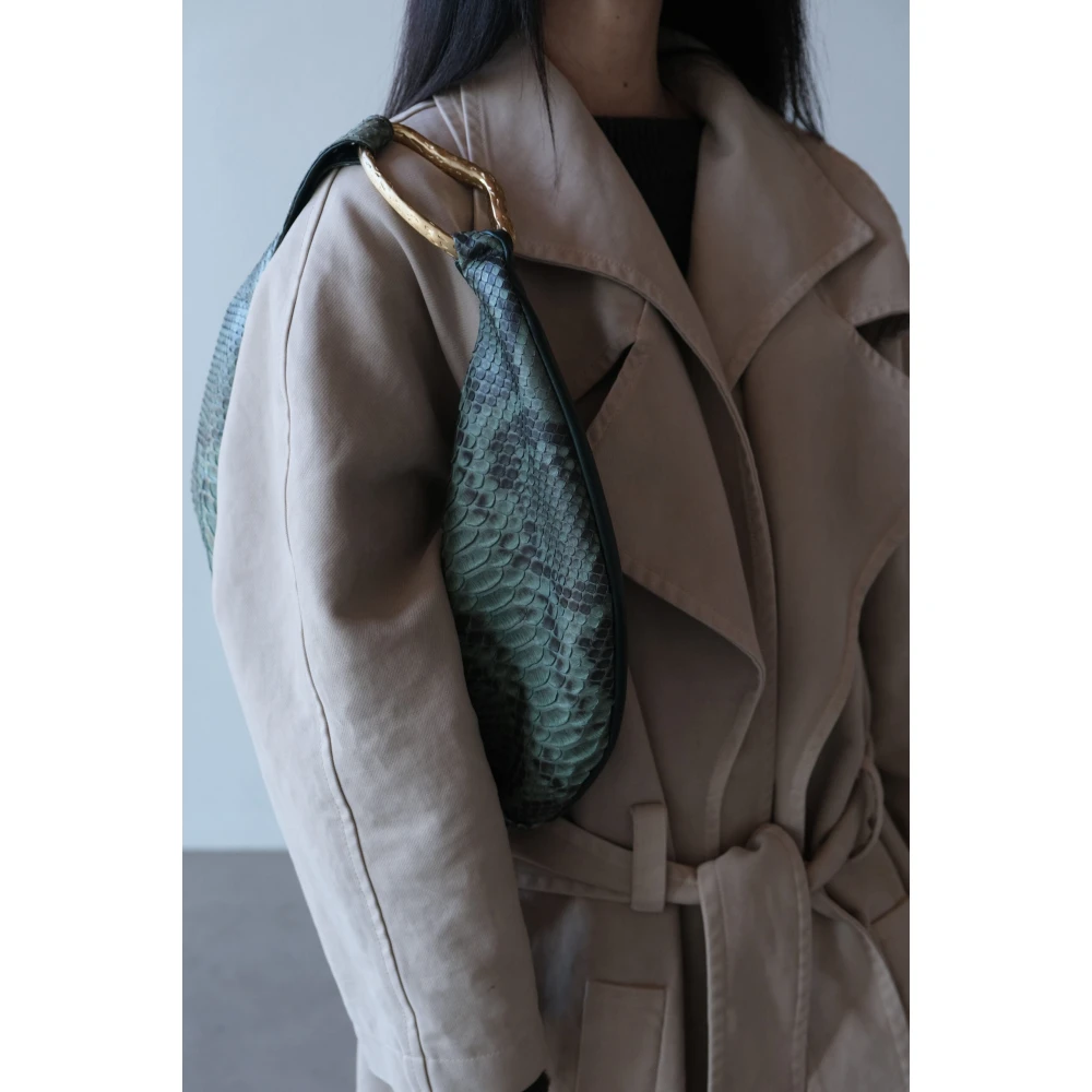 Biagini Salvia Python Schoudertas met Messing Accessoire Green Dames