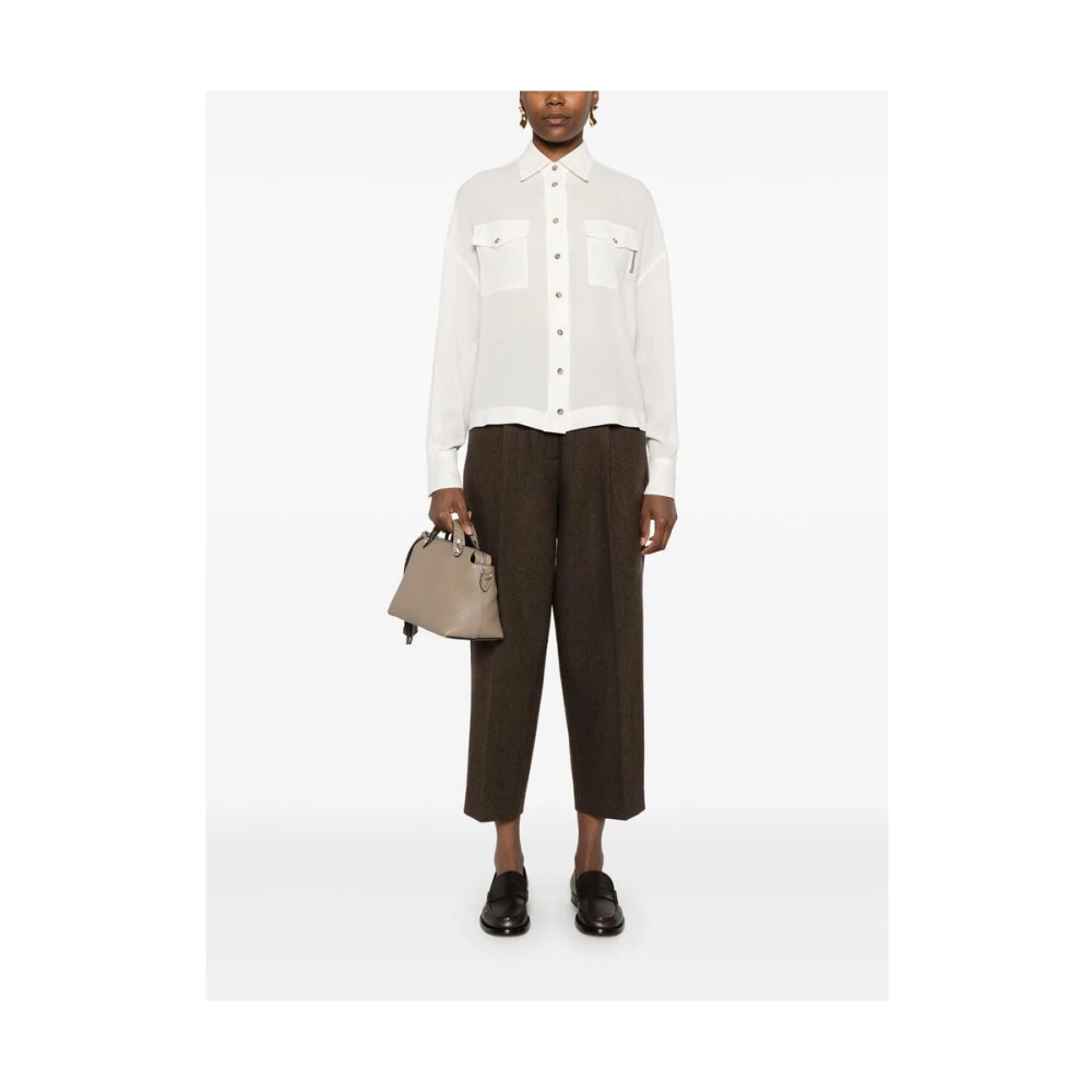 BRUNELLO CUCINELLI Zijden Wit Overhemd Klassieke Stijl White Dames