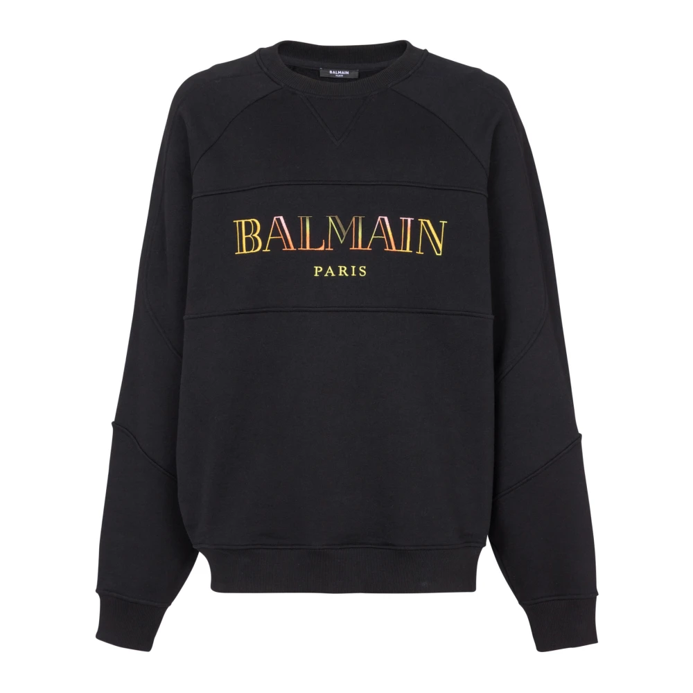 Balmain Vintage Logo Geborduurd Oversized Sweatshirt Black Heren