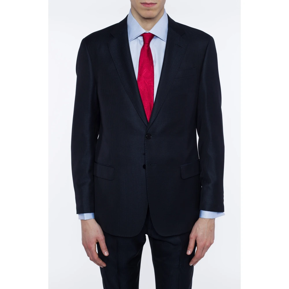 Giorgio Armani Geruit pak Blue Heren