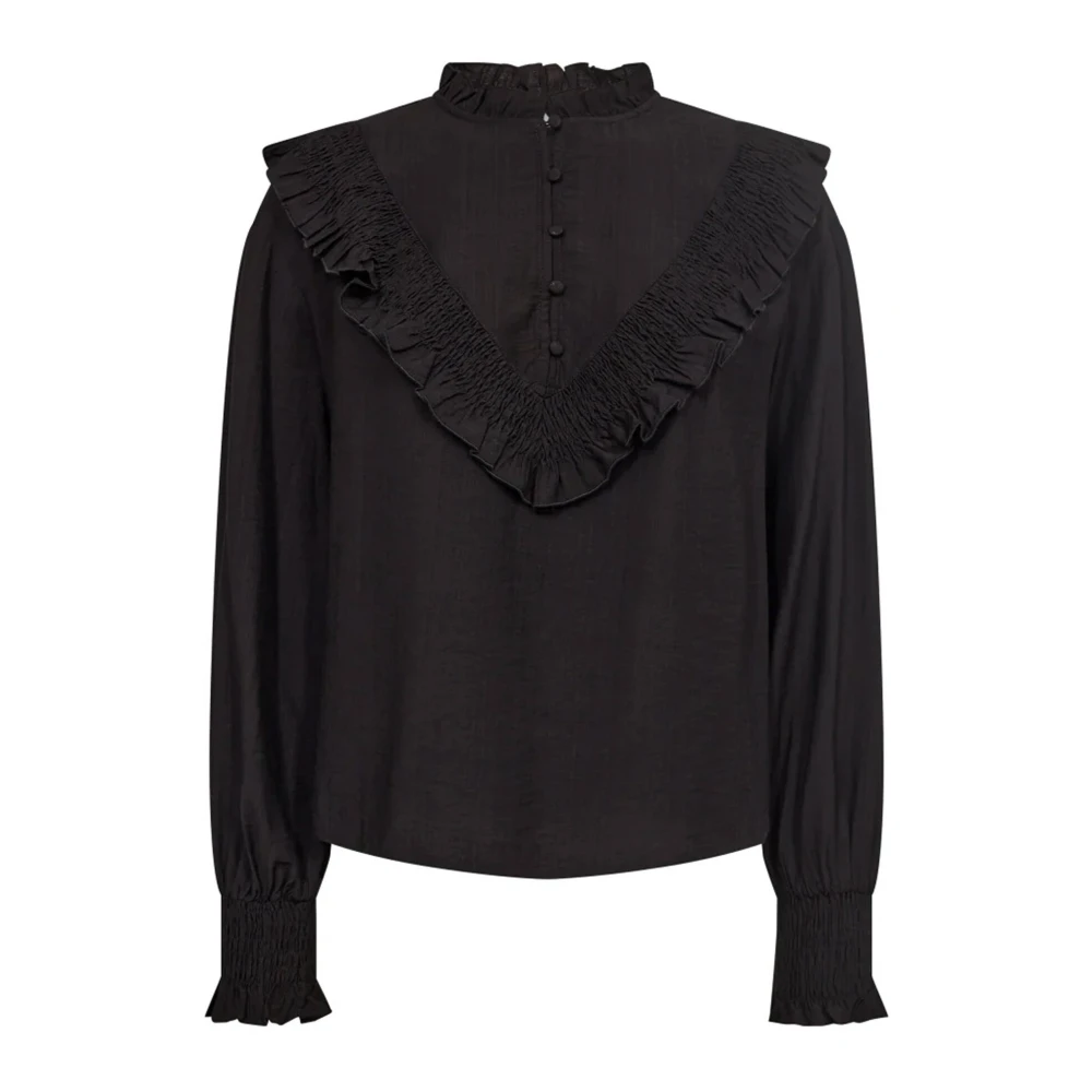 Co'Couture Ruche Blouse Zwart Vrouwelijke Stijl Black Dames