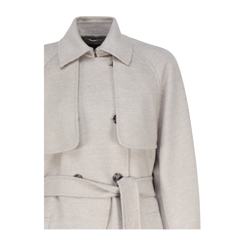 Max Mara Kasjmier Trenchcoat met Dubbele Bavolet Gray Dames
