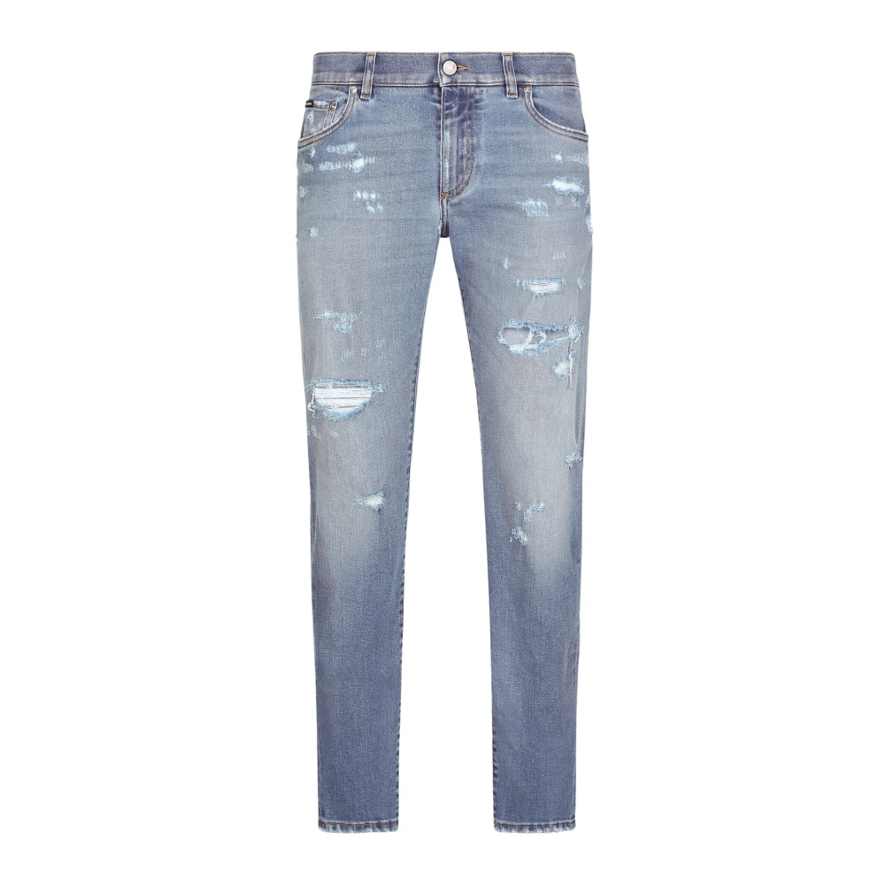 Dolce & Gabbana slim-fit stretch jeans with rips Blue Heren