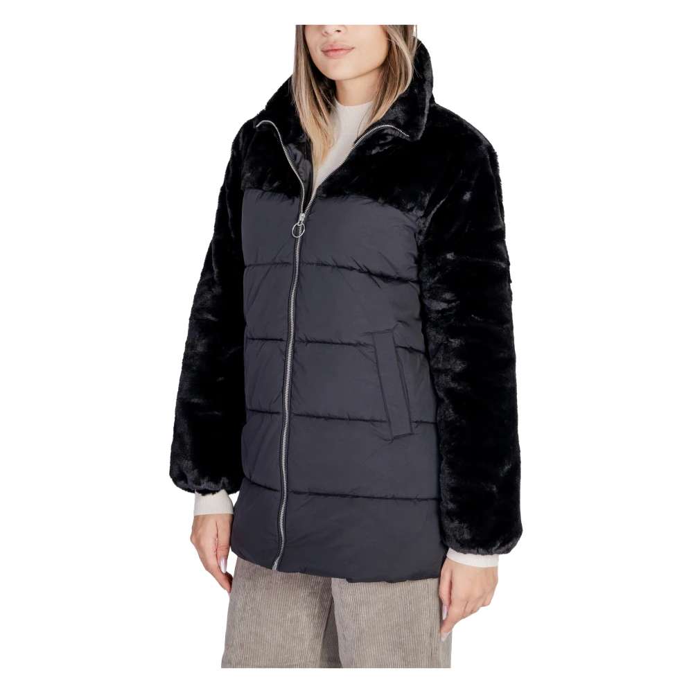 Only Bont Puffer Mix Jas voor Vrouwen Black Dames