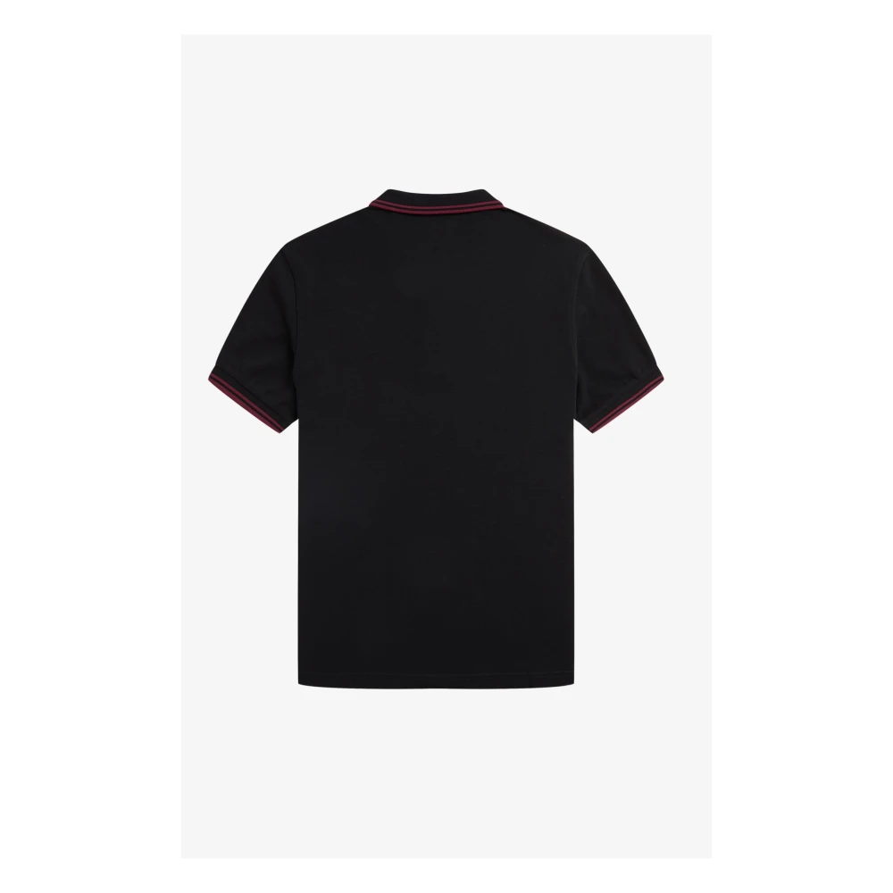 Fred Perry Slim Fit Twin Tipped Polo in Zwart Tawny Port Black Heren
