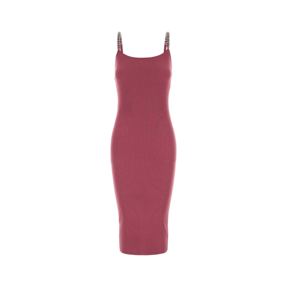 Michael Kors Women's Pink Ribbed Chain-Strap Midi Dress