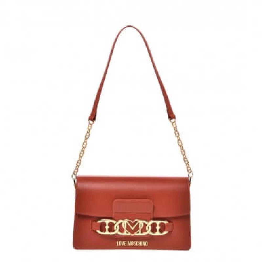 Love Moschino Bruine Schoudertas met Metalen Logo Brown Dames