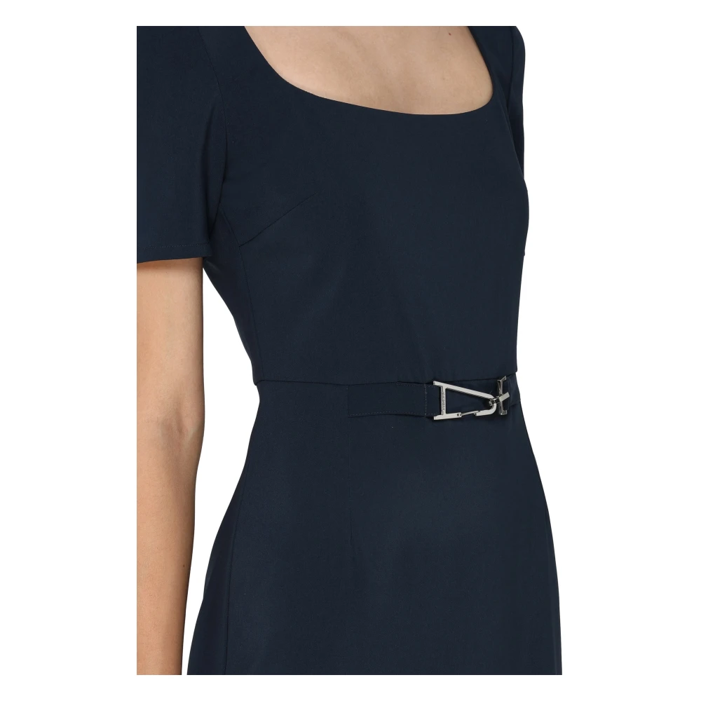 PATRIZIA PEPE Petrol Blauwe Jurk met Metalen Gesp Blue Dames