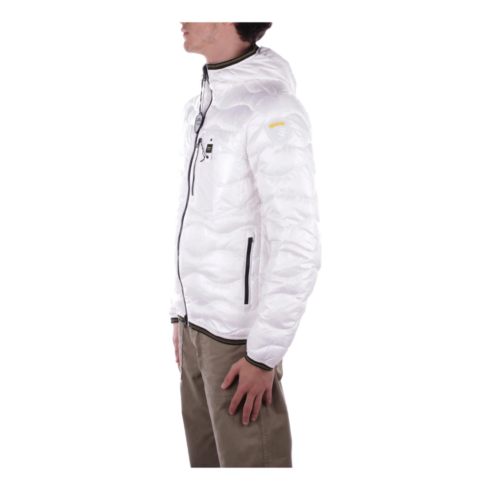 Blauer Witte Hoodie Jas Logo Rits Zakken White Heren