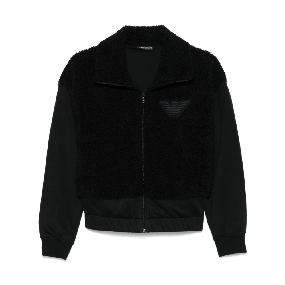 Emporio Armani Svart Zip Tröja med Fickor Black, Dam