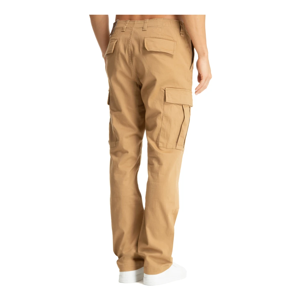 Michael Kors Stijlvolle Chino Broek met Ritszakken en Logo Detail Beige Heren