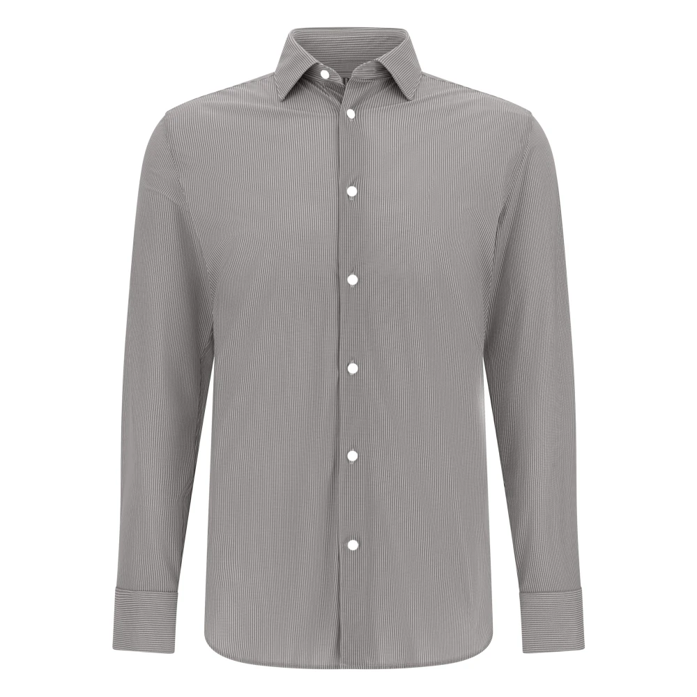 Boggi Milano Herren Braun B Tech Slim Fit Stretch Nylon Hemd