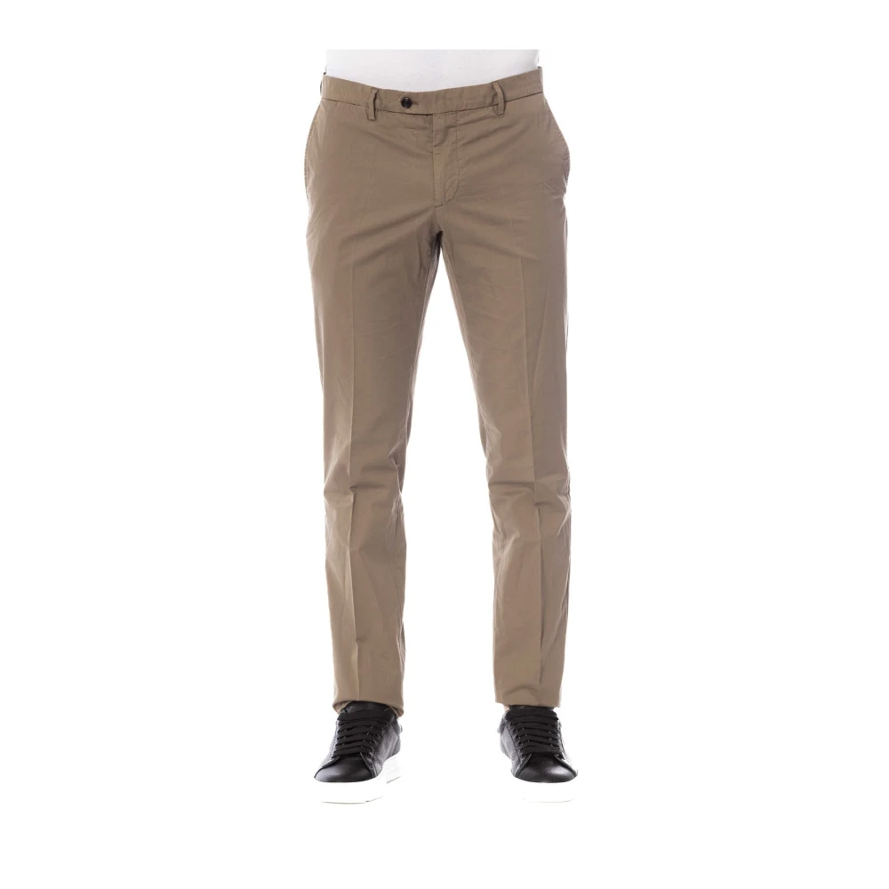 Trussardi Stijlvolle Broek met Knoop- en Ritssluiting Brown Heren