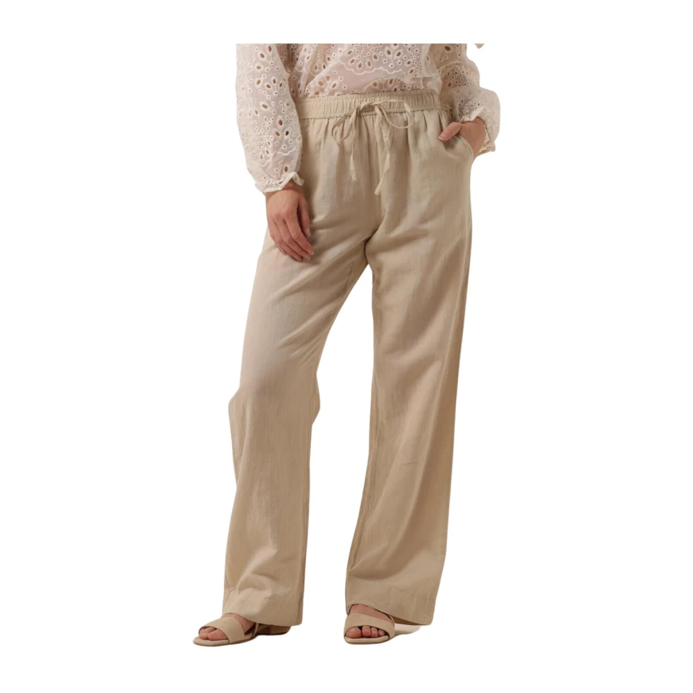NEO NOIR Beige Linnen Wijde Broek Beige Dames
