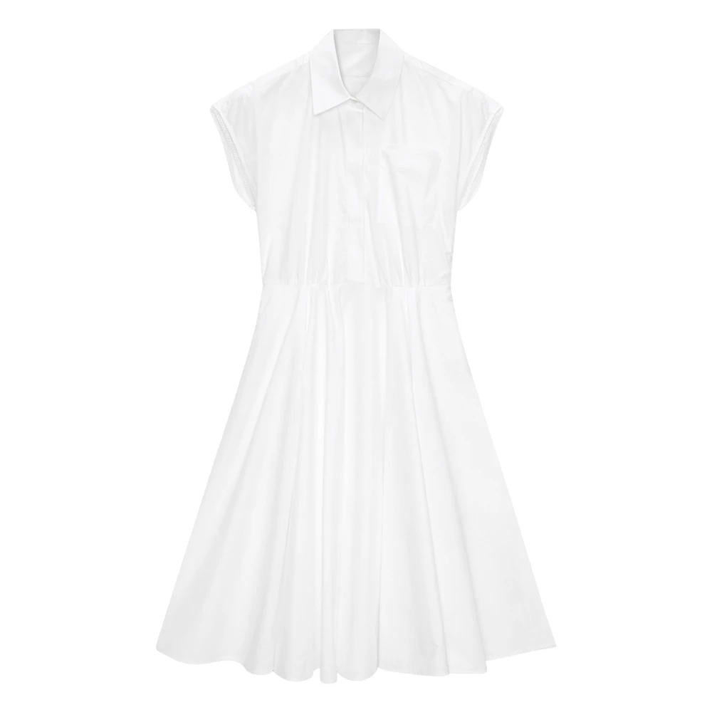 Msgm Women's White Midi Dress With Pocket