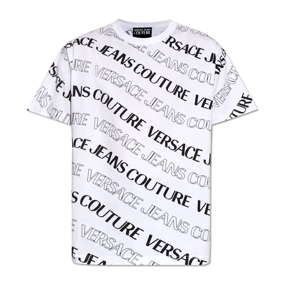 Versace Jeans Couture Men's White T-Shirts, L, T-Shirt With Logo